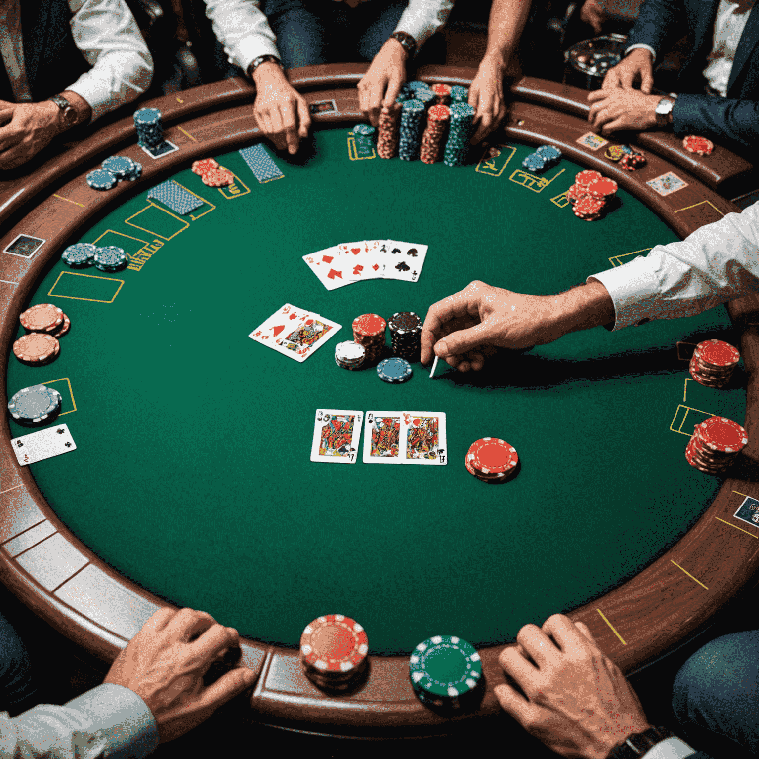A poker table with cards and chips, emphasizing the concept of risk and reward in decision making